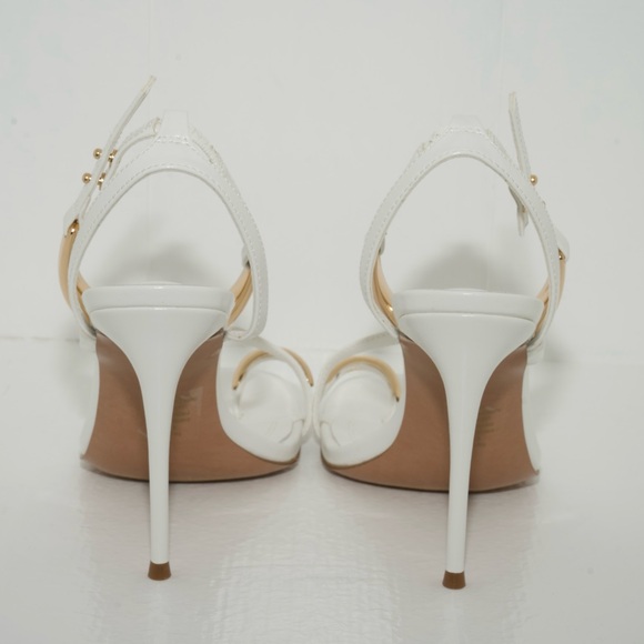 Steve Madden Tia Heels in White with Gold Hardware Women’s Size 8.5 New In Box! - Picture 5 of 14